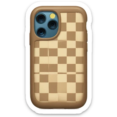 iPhone 14 with beige checkered case sticker