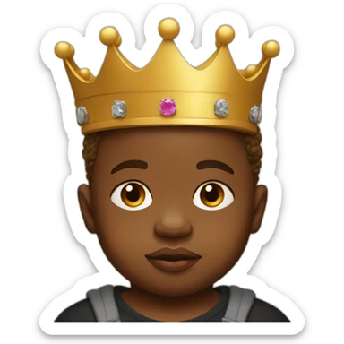 baby biggie with a crown on his head wearing a tshirt sticker