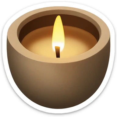candle in brown concrete ridged vessel sticker