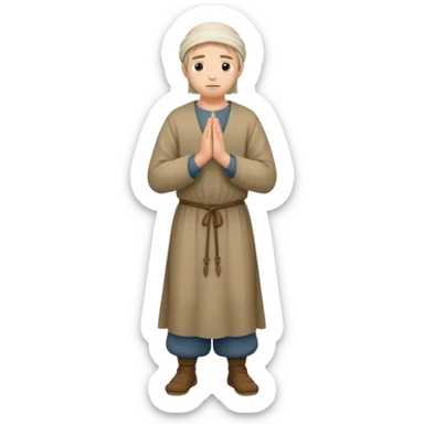 medieval peasant standing and praying full body sticker