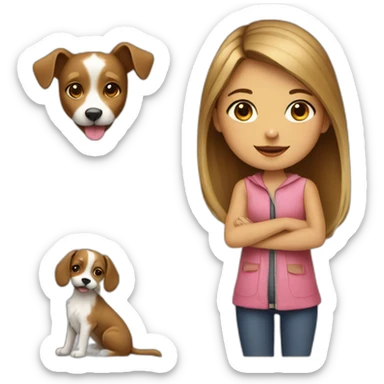 Girl wit a dog in the Paris  sticker