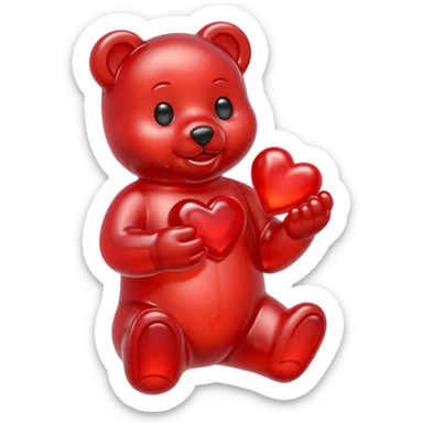 Gummy bear holding one small gummy human heart  sticker