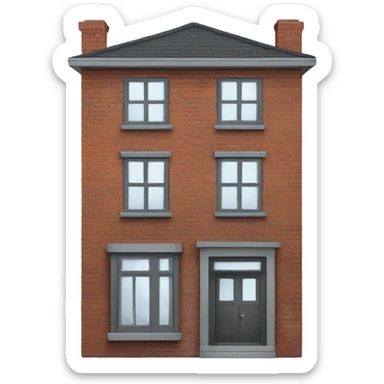 two floors brick house with dark grey windows and grey flat roof sticker