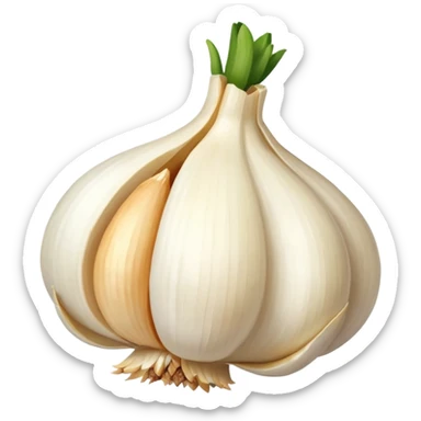 single garlic clove with cubed garlic sticker