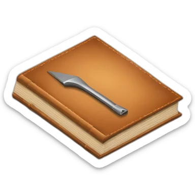 isometric thick BOOK with picture of wood, welder, leather, tools sticker