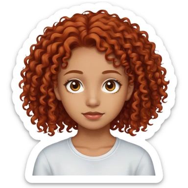 Umq garota de 17 anos, parda clara, olhos castanhos, cabelo cacheado vermelho red sticker