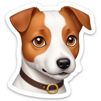 Cinematic Noble Jack Russell Terrier Portrait Emoji, Poised and spirited, with a compact, agile build in rich, warm tones, bright, alert eyes, perky ears, and a determined, lively expression, Simplified yet sharp and sophisticated features, highly detailed, glowing with a warm, natural luminescence, high shine, intelligent and resilient, stylized with an air of energetic authority, focused and alert, soft glowing outline, capturing the essence of a watchful and confident Jack Russell Terrier that appears ready to bound out of the screen with effortless energy! sticker