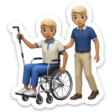 a golfer knocking someone off of their wheelchair sticker