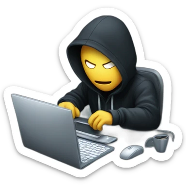 Hacker on computer at night sticker
