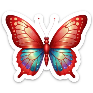 red glitter butterfly sticker