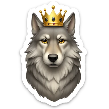 Portrait wolf with crown  sticker