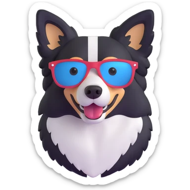 border collie wearing sunglasses sticker