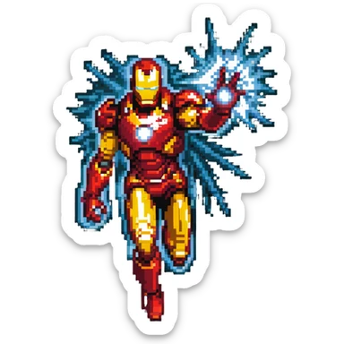 Iron Man flying with repulsor beams sticker