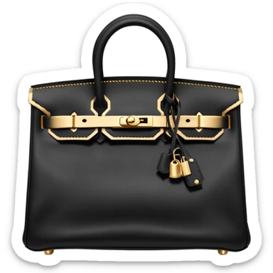 hermes birkin matte black color bag with gold hardware sticker