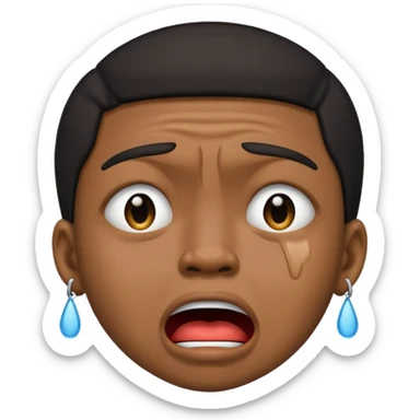 Black person crying with moutj wide open frowning sticker