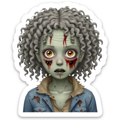 woman curly haired zombie sticker