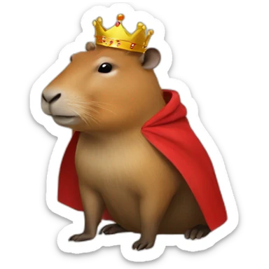 capybara with crown and red cape sticker