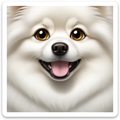 White Pomeranian with black eyes and nose sticker