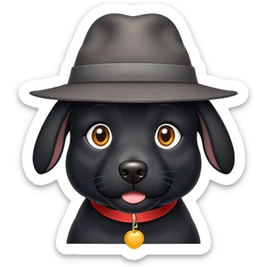 Perro negro con sombrero  sticker