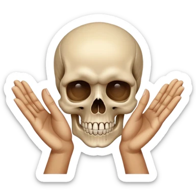 Skull with hands of sign language saying please sticker