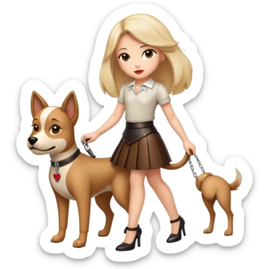 Girl dressed like a dog and in  leather skirt and heels sticker