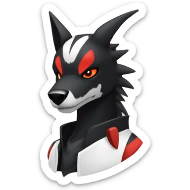 Black Cool Edgy Sergal-Houndoom-Fakémon  with White and Red Edgy markings sticker