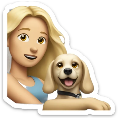 Dog and blonde woman driving sticker