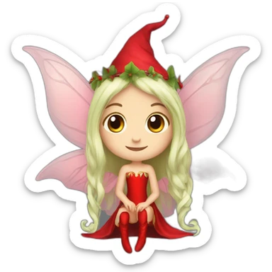 cute red elf fairy with long hair sticker