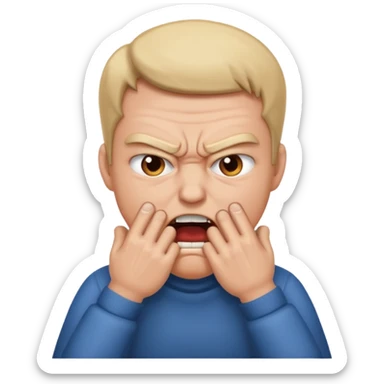 Grabbing throat with hands and looking angry  sticker