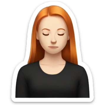 Aesthetic Ginger girl straight hair in black meditating  sticker