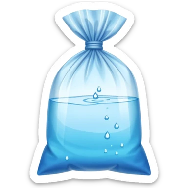 plastic bag filled with clear water, tied at the top, simple and recognizable sticker