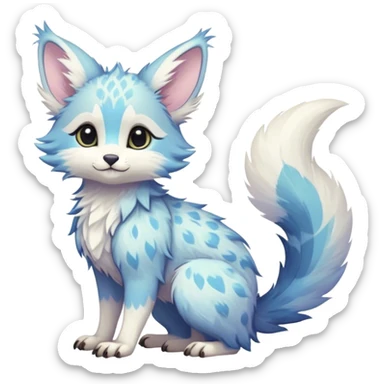 Feral Rare Fantasy cute pastel Vernid-Trico-species by LiLaiRa, random markings, tufted tail, tufted ears, full body sticker