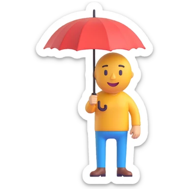 Change the umbrella to be closed, keep the man shaking it instead of a hand, same 3D emoji style, no background. sticker