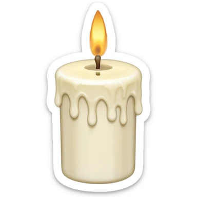 white candle with melted wax sticker