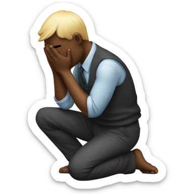 a guy begging on his hands and feet sticker