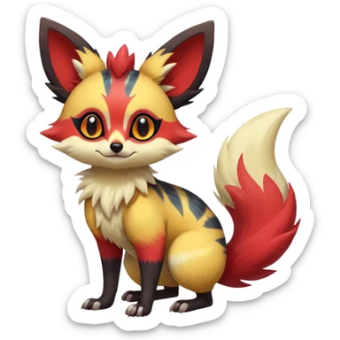Rare realistic cool cute epic aesthetic colorful Fennekin-Zorua-Civet-Genet-species-Fakemon-hybrid-creature, with markings, full body sticker