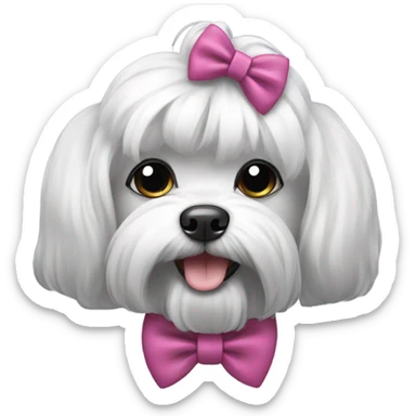 Black Maltese god with hair bow sticker