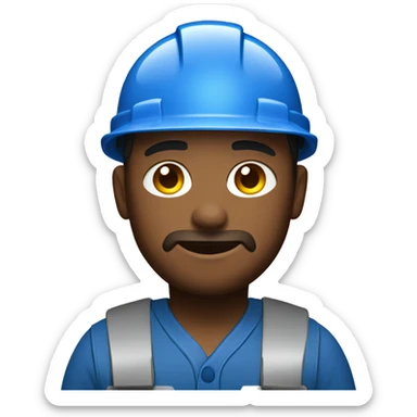 Construction worker with blue work wear sticker