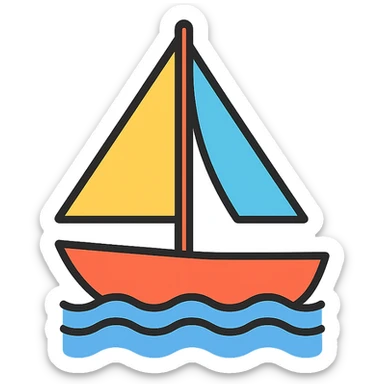 a sailboat in color outline icon style sticker