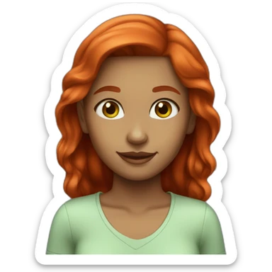 Girl with medium tone skin green eyes red hair smiling sticker