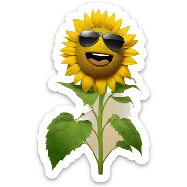 Sunflower with sunglasses on and and a cigarette in mouth sticker