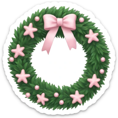 wreath with pale pink bows christmas mood sticker