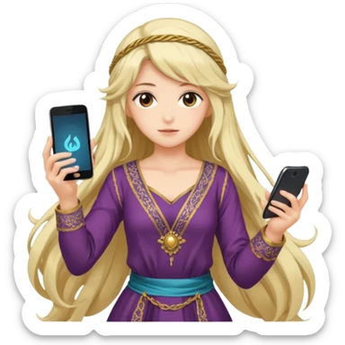 anime girl with persion crawl custome dress and smartphone sticker