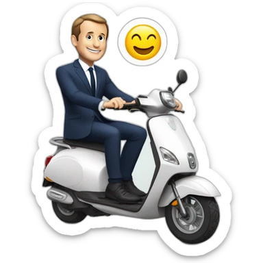 Macron sur un scooter Macron sur un scooter en train de cabrer je suis en train de créer des emoji sticker
