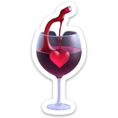 red wine heart sticker