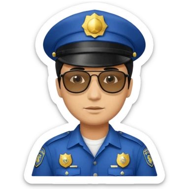 man police with hair style and hats and sun glasses sticker