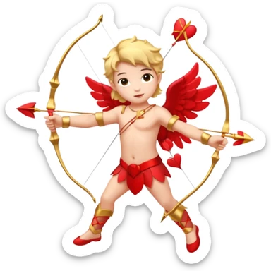 Full body Cupid with a bow and hearts sticker
