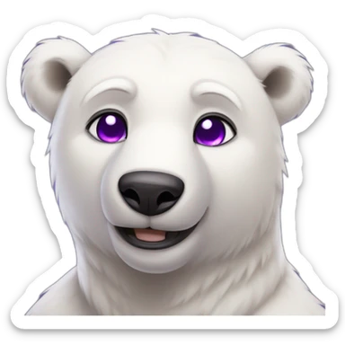 Happy Male Anthro polar bear purple eyes sticker