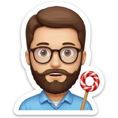 spectacled guy with beard made out of candy sticker