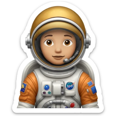 Astronaut with closed helmet rides planets sticker